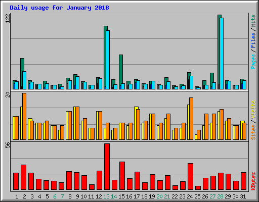 Daily usage for January 2018